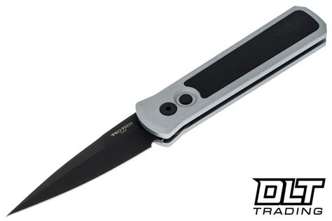 Pro Tech Godson Grey Handle Black G 10 Inlay Black Blade Dlt