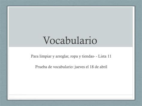 Ppt Vocabulario Powerpoint Presentation Free Download Id2235669