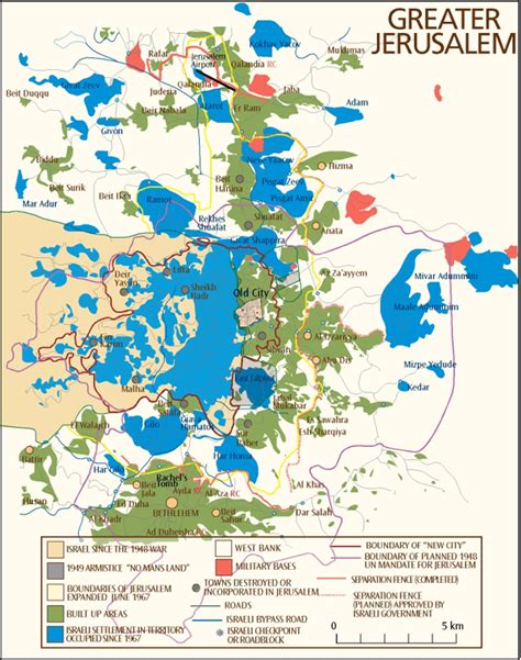 Jerusalem interactive map with pins all over the city on sites, restaurants, hotels and more. The Middle East - Information - Maps - Greater Jerusalem Map