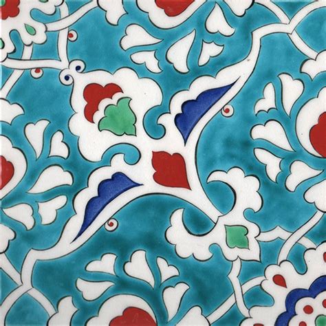 Traditional Turquoise Ceramic Glaze Tile Çini Art Nouveau Tiles