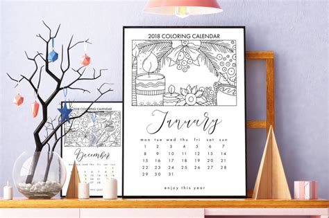 2018 Coloring Calendar By Sentimental Postman