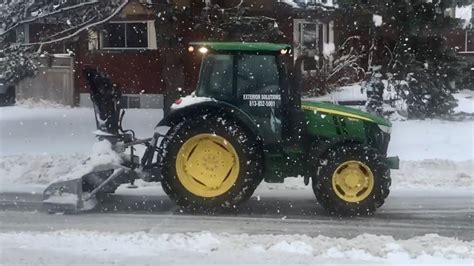 Snow Removal John Deere Tractor With Snow Blower Youtube