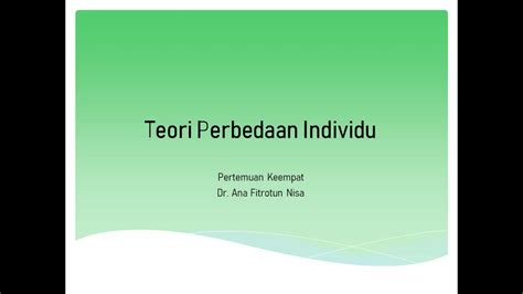 Teori Perbedaan Individu Dan Belajar Masalah Belajar Dan Faktor Yang