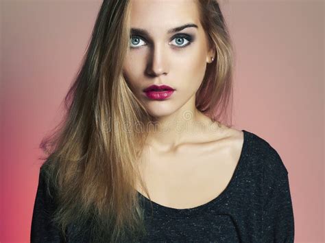 Young Blond Woman With Blue Eyesbeautiful Blonde Girl Stock Image
