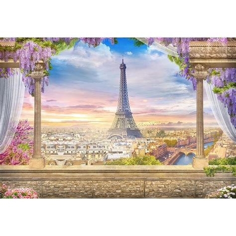 Eiffel Tower Paris City Beautiful Scenery Backdrop For Photo Studio G