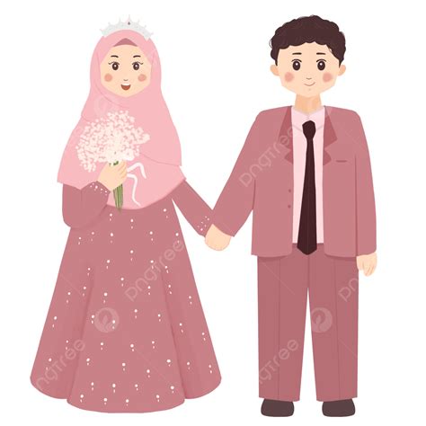 Muslim Wedding Couple Png Image Cute Muslim Couple Cartoon Wedding Day