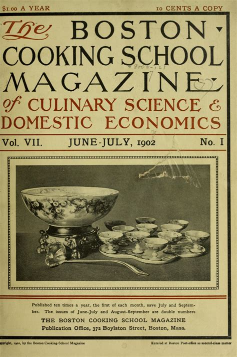 The Boston Cooking School Magazine Of Culinary Science And Domestic