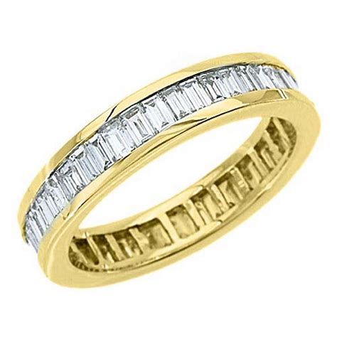 14k Yellow Gold Baguette Channel Diamond Eternity Band 25 Carats