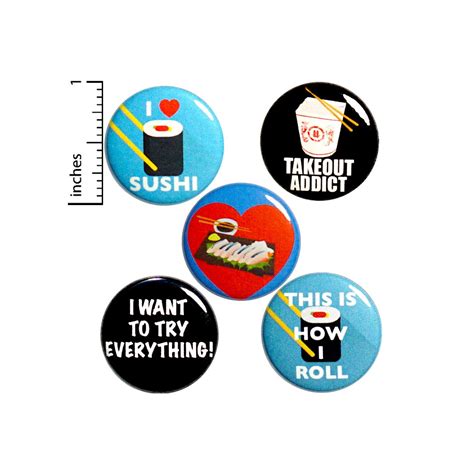 Foodie Buttons 5 Pack Of Backpack Pins Sushi Takeout Cute Lapel Pins Cool Brooches Badges Cool
