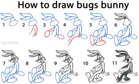 Learn How To Draw Bugs Bunny From Looney Tunes Looney Tunes Step By