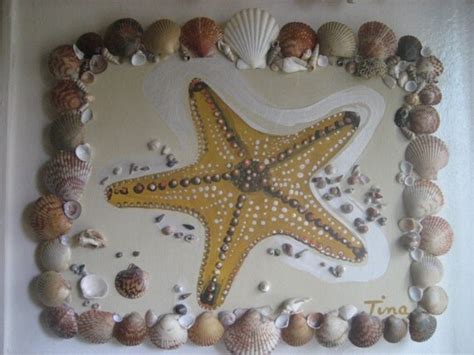 Starfish Painting Framed With Seashellsbeach Decor