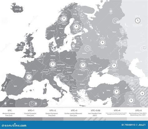 Time Zones Of Europe Europe Map Vector Download Free Vector Art Stock