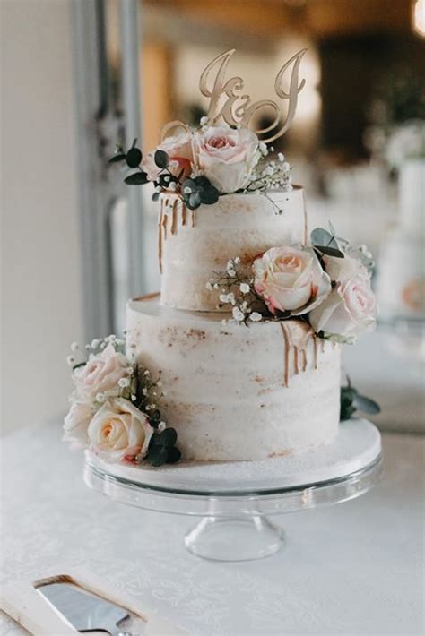 Delana S Cakes Tier Semi Naked Wedding Cake With Gold Drip And Roses