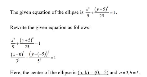 Answered An Equation Of An Ellipse Is Given V Bartleby