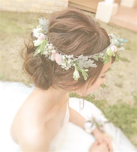 美しい 花嫁 髪型 花飾り - 最高のヘアスタイルの ...