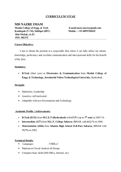 Resume format for those who have many years of pro experience. Resume Format: Sample Resume Format For Diploma Students