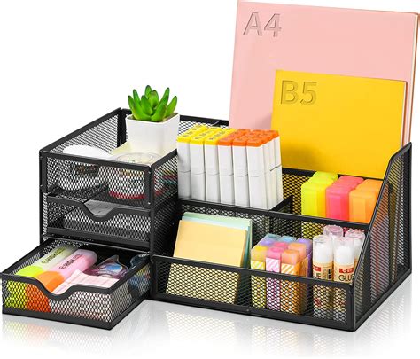 Mindspace Desk Organizer 6 Compartments With Drawer For Office Supplies
