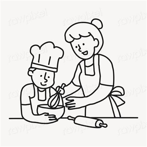 mother and son cooking clipart free photo illustration rawpixel