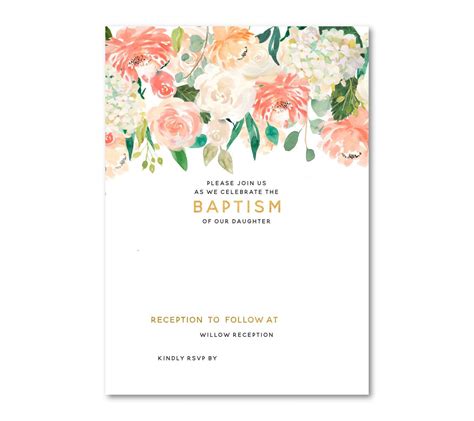 template  floral baptism invitation template