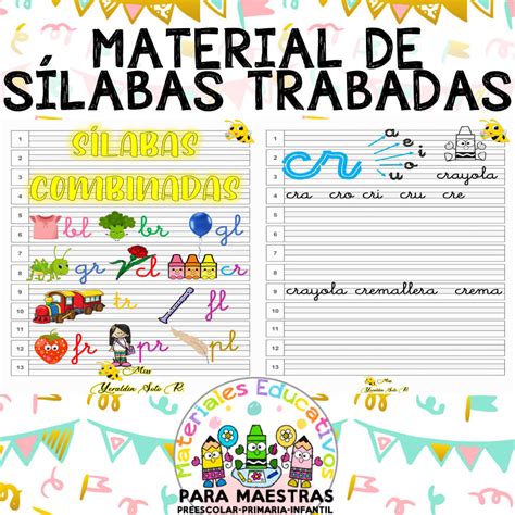 Material de Sílabas Trabadas Materiales Educativos para Maestras