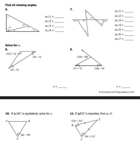 The corresponding congruent sides are marked with small straight line segments called hash marks. Unit 4: Congruent Triangles Quiz 4-1: Classifying and Solving for Sides/Angles in Triangles Look ...