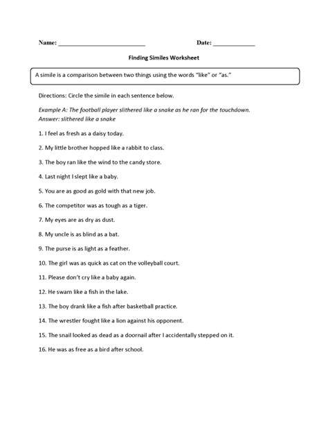 Figurative Language Worksheet 5 Db