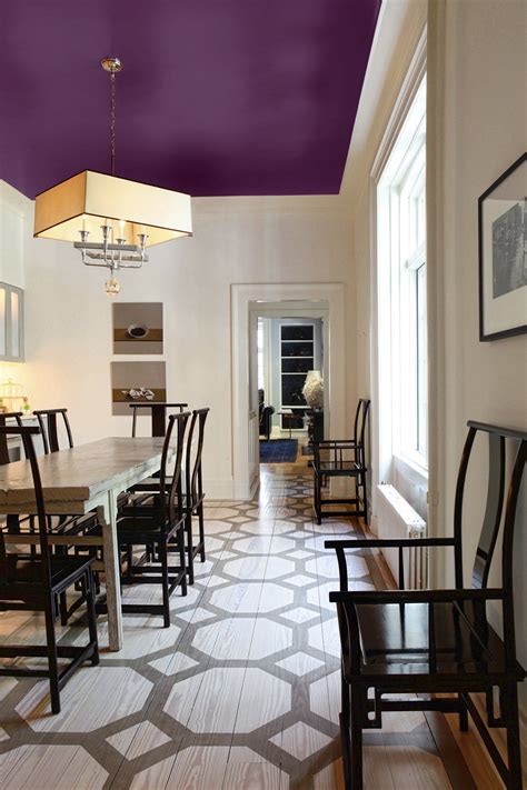 Earthy tuscan colors, muted colors, browns, creamy quartz or calacatta marble. Reinvent a Room by Painting the Ceiling With Color | Colored ceiling, Home ceiling, Decor