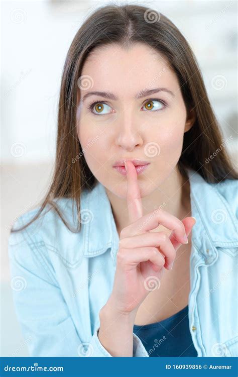 Woman Saying To Be Quiet Stock Photo Image Of Quiet 160939856