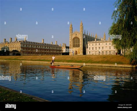 Punt On The Backs River Cam Kings College Cambridge Cambridgeshire