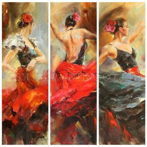 High Skills Artist Pure Handmade Impression Spanish Flamenco Dancer Oil