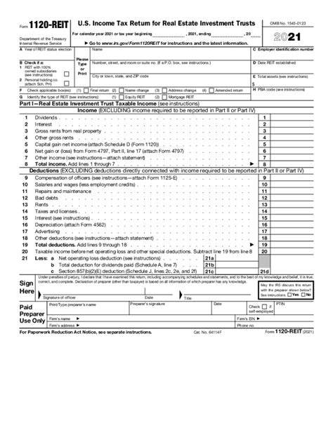 2021 Form Irs 1120 Reit Fill Online Printable Fillable Blank Pdffiller