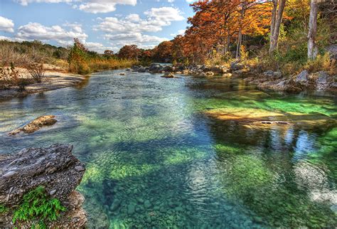 Fonds Decran Usa Rivières Automne Pierres Frio River Texas Arbres