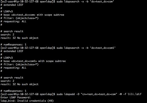 Openldap LDAP Configure Error Ldapsearch Return No Such Object Ldapadd Returns Invalid