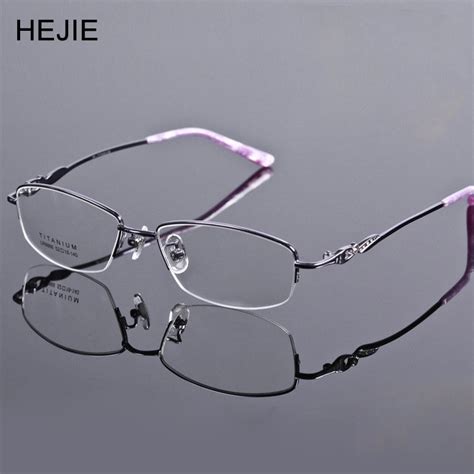 Elegant Women Pure Titanium Semi Rimless Optical Myopia Eyeglasses