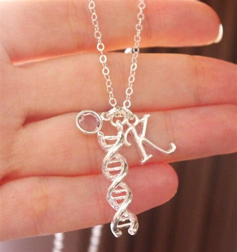 Dna Necklace Dna Jewelry Double Helix By Madiescharms On Etsy