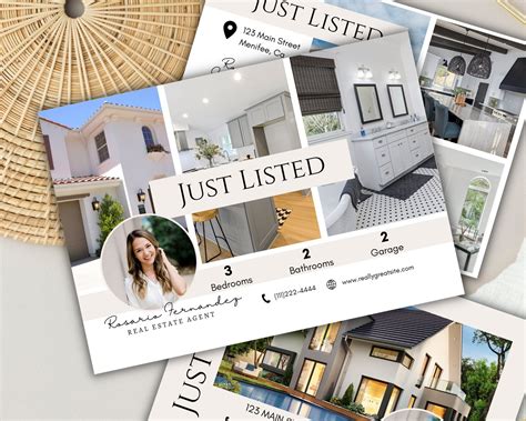 Just Listed Postcard Template Real Estate Agent Flyer Etsy Real