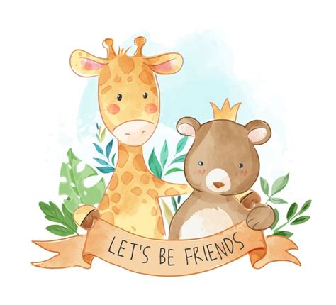 Premium Vector Cartoon Animals Friendship Illustration