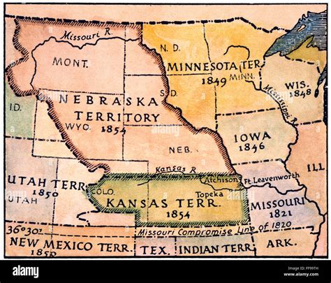 Kansas Nebraska Map 1854 Ndetail Of A Map Of The United States