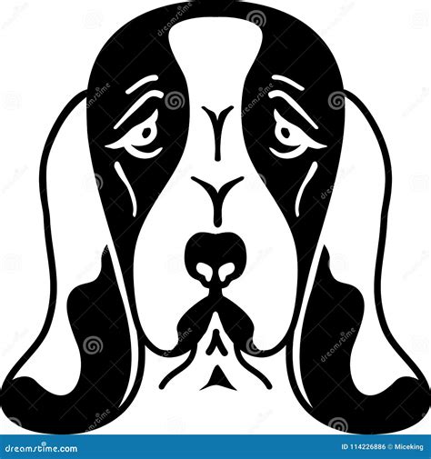 Basset Hound Head Silhouette Black And White Stock Vector