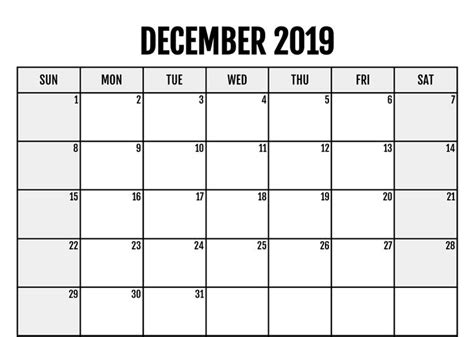 December 2019 Calendar Pdf Word Excel Printable Template Calendar