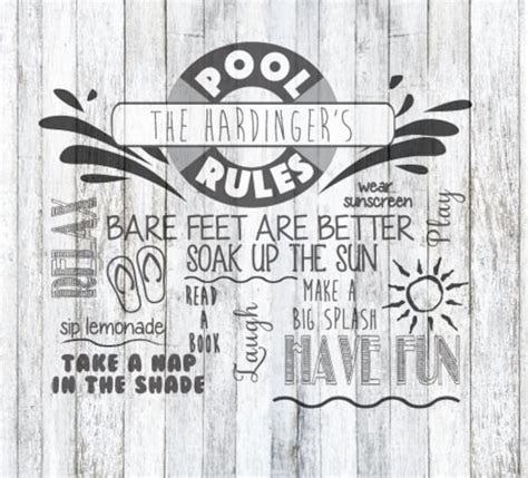 Pool Rules Svg File Two Versions Etsy