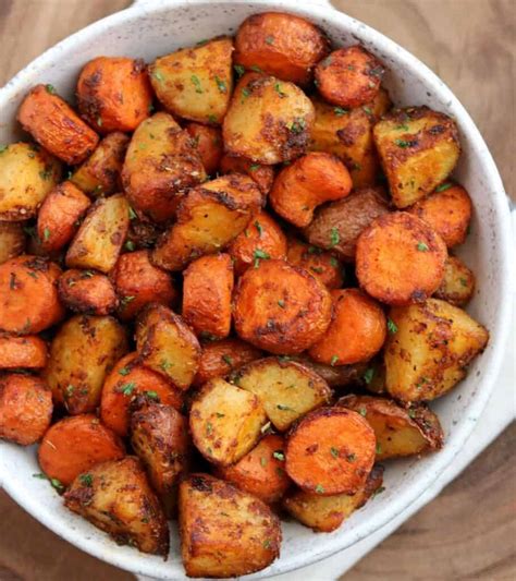 Add the potatoes and carrots to the dutch oven along with the beef. Air Fryer Roasted Carrots and Potatoes - Kinda Healthy Recipes