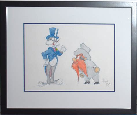 Warner Brothers Virgil Ross Animation Drawing Of Yosemite Sam And Bugs