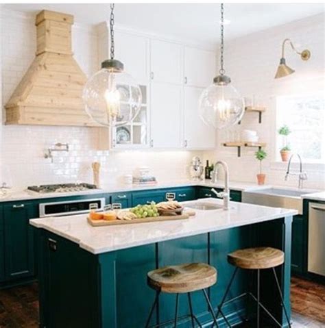 Rf technology works through walls up to 50 ft. Kitchen teal lower cabinets white backsplash subway tile light uppers | Teal kitchen, Kitchen ...