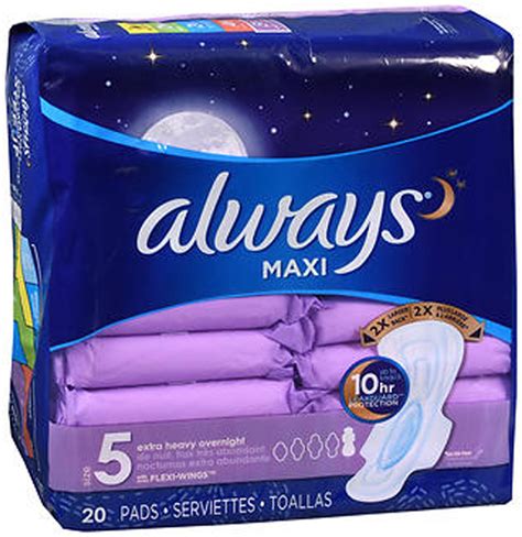 Always Maxi Pads Overnight Extra Heavy Flow - 20 ct - The Online Drugstore