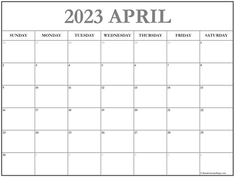 Monthly Calendar 2023 Printable Free April Imagesee