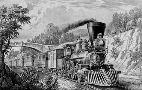 The Express Train Vintage Railroad Drawing By War Is Hell Store