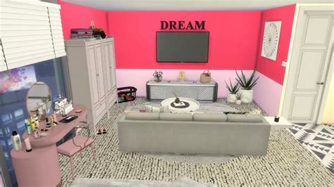 The Sims 4 Pink Girly Apartment Speed Build Cc Youtube