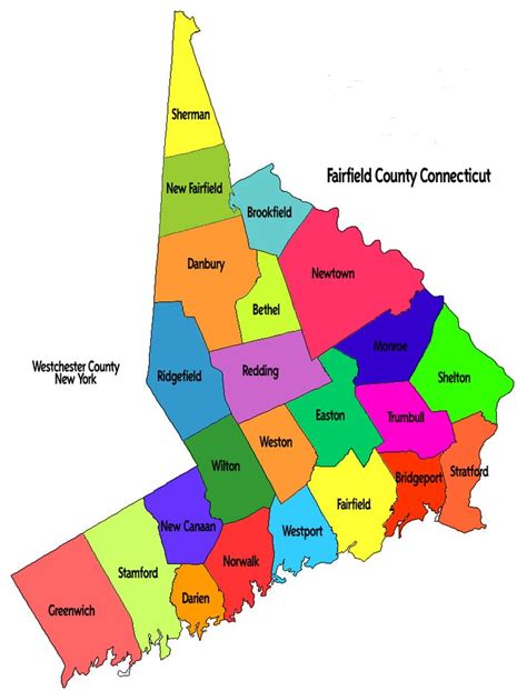 Fairfield County Ct Map Connecticut Outline Map 708 X