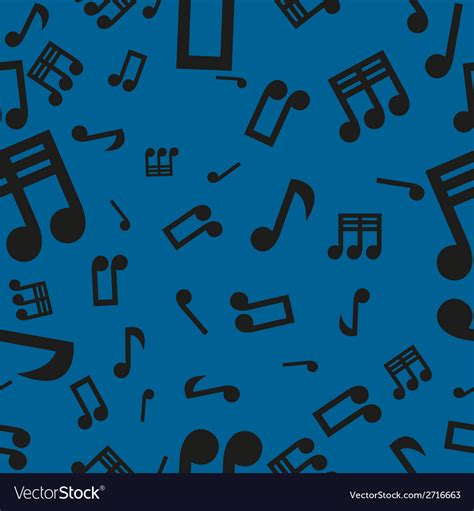 Musical Notes Seamless Pattern Blue Royalty Free Vector